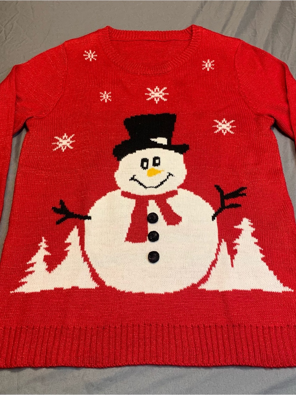 Women's Carolyn Taylor Holiday Christmas Red Sweater w/Snowman Design Size Large